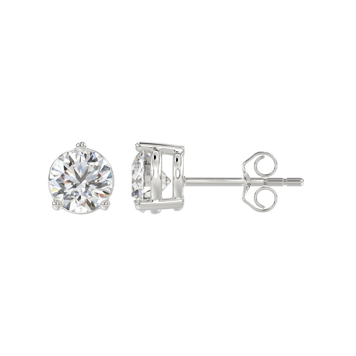 Lab Grown Diamond 3-Prong Basket Round Stud Earrings