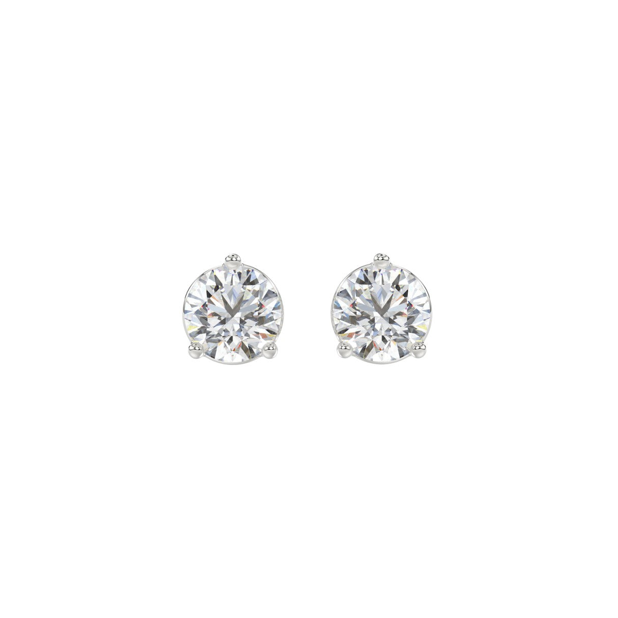 Lab Grown Diamond 3-Prong Basket Round Stud Earrings