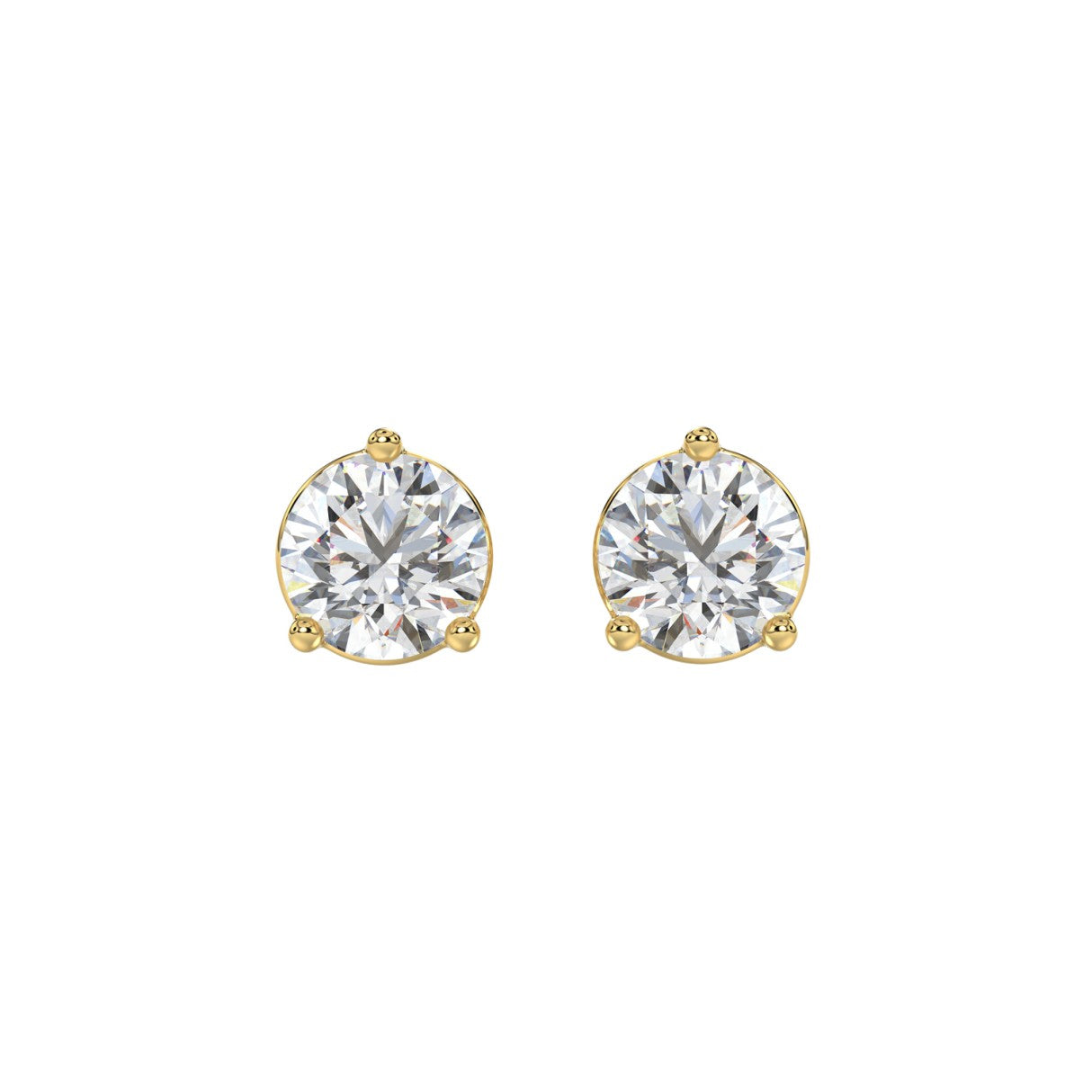 Lab Grown Diamond 3-Prong Basket Round Stud Earrings