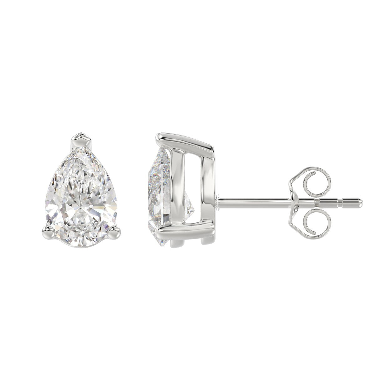 Lab Grown Diamond 3-Prong Basket Pear Stud Earrings