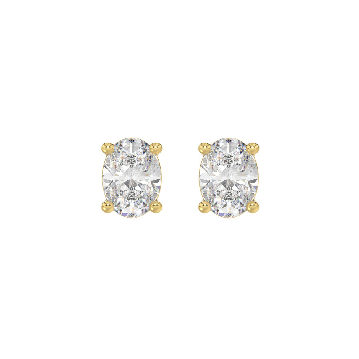 Lab Grown Diamond 4-Prong Basket Oval Stud Earrings