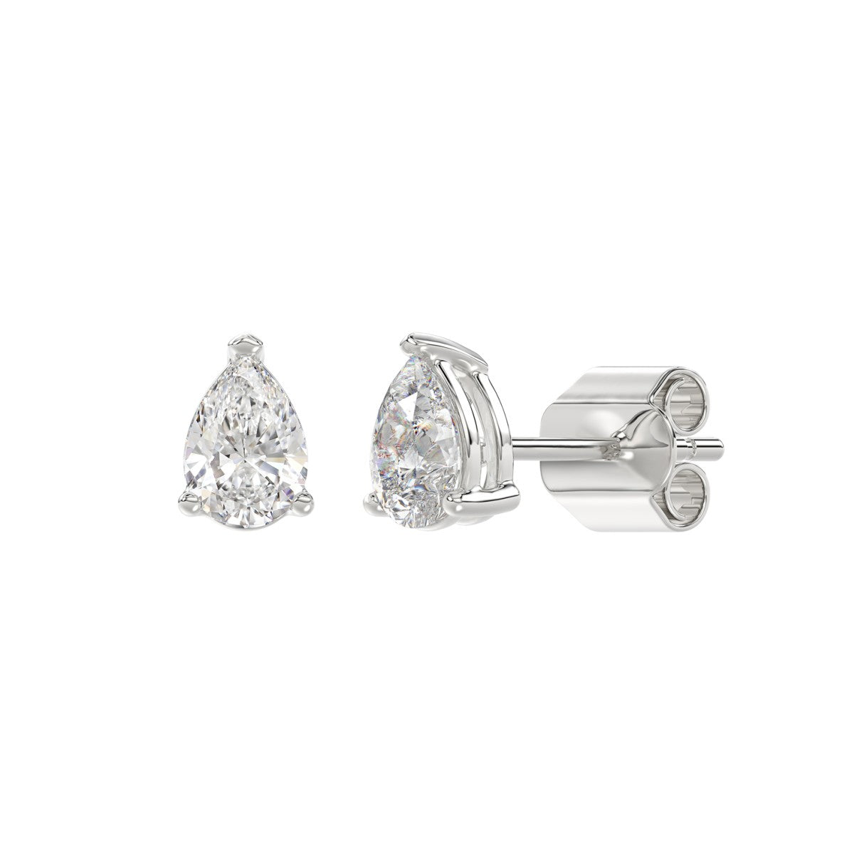 Lab Grown Diamond 3-Prong Basket Pear Stud Earrings