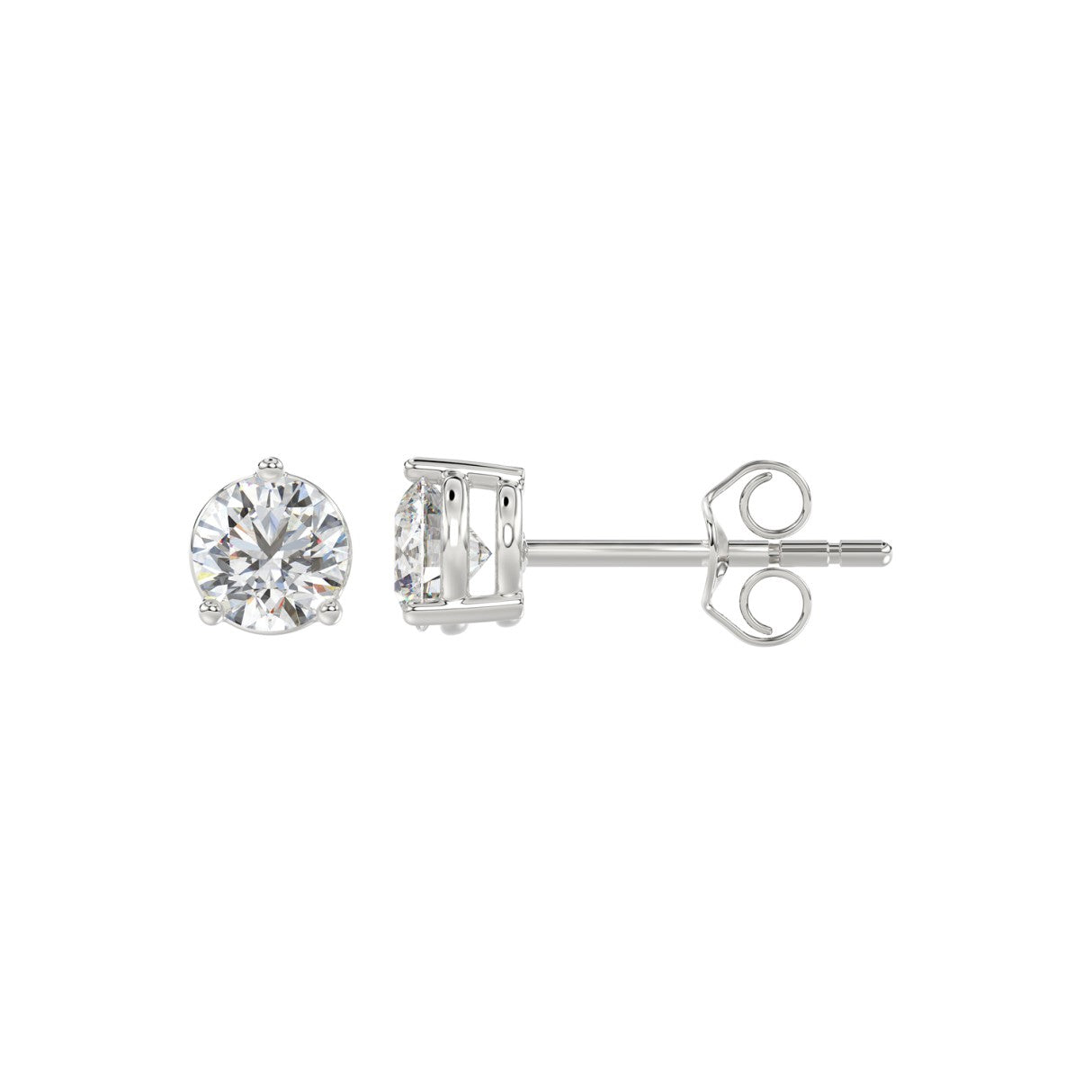 Lab Grown Diamond 3-Prong Basket Round Stud Earrings