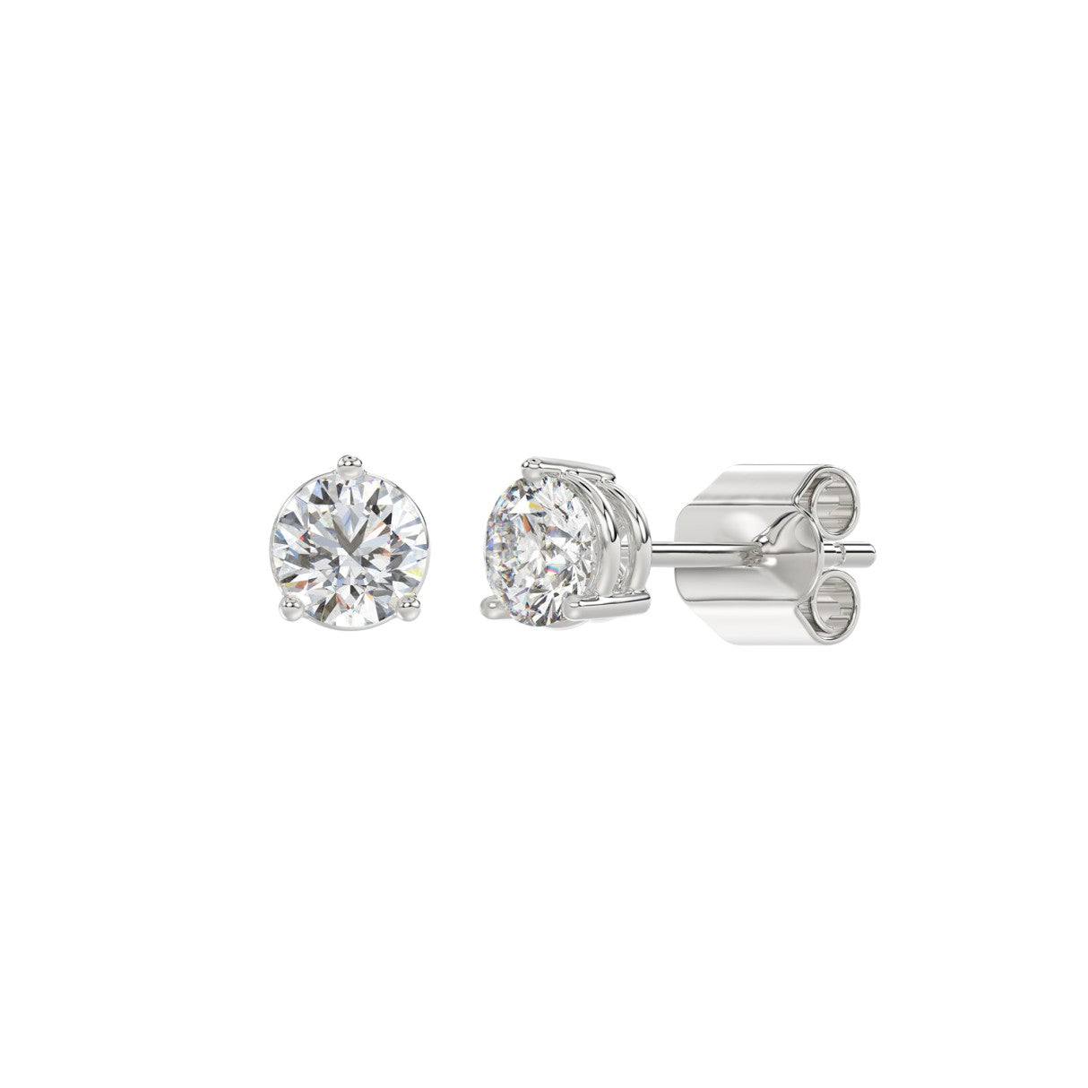 Lab Grown Diamond 3-Prong Basket Round Stud Earrings