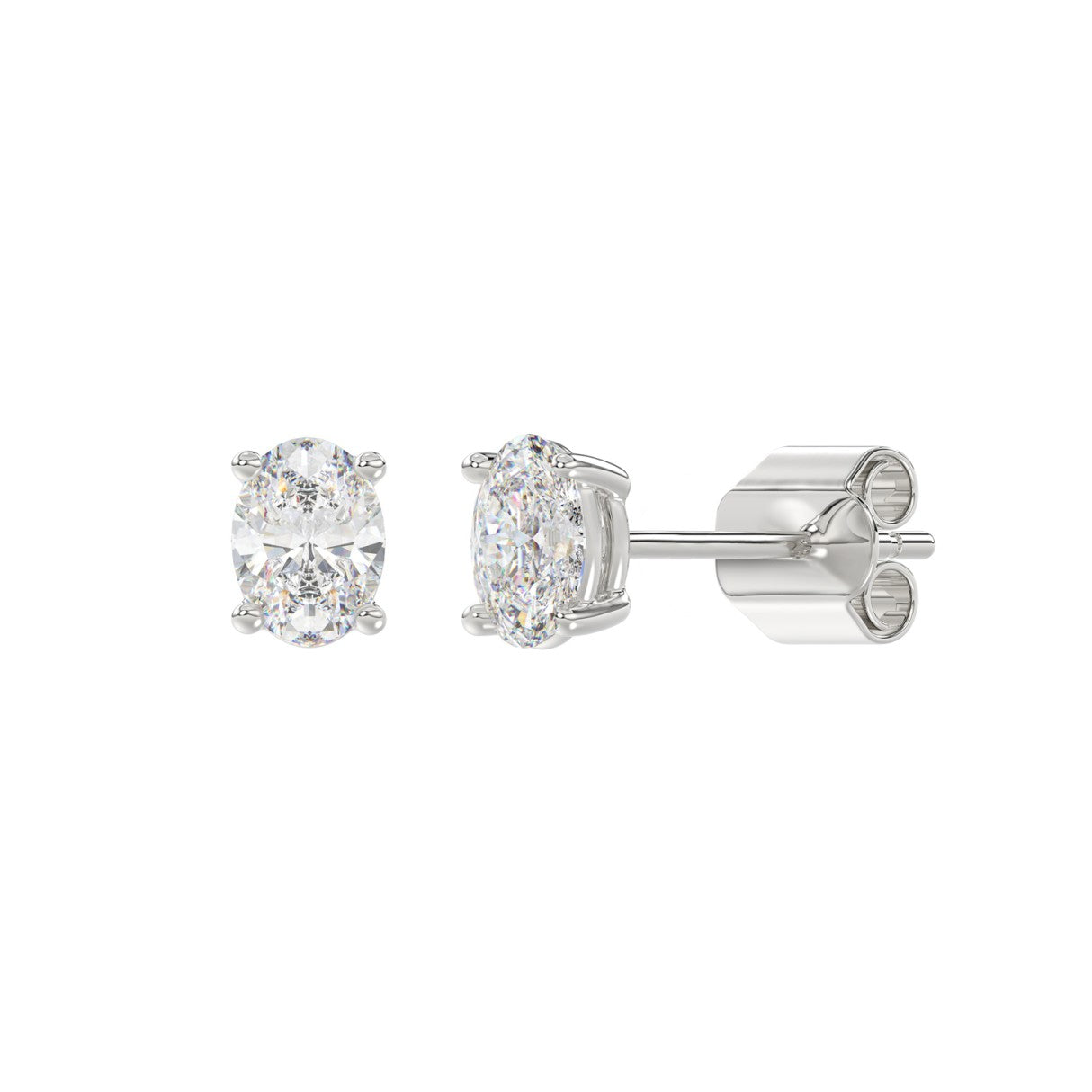 Lab Grown Diamond 4-Prong Basket Oval Stud Earrings