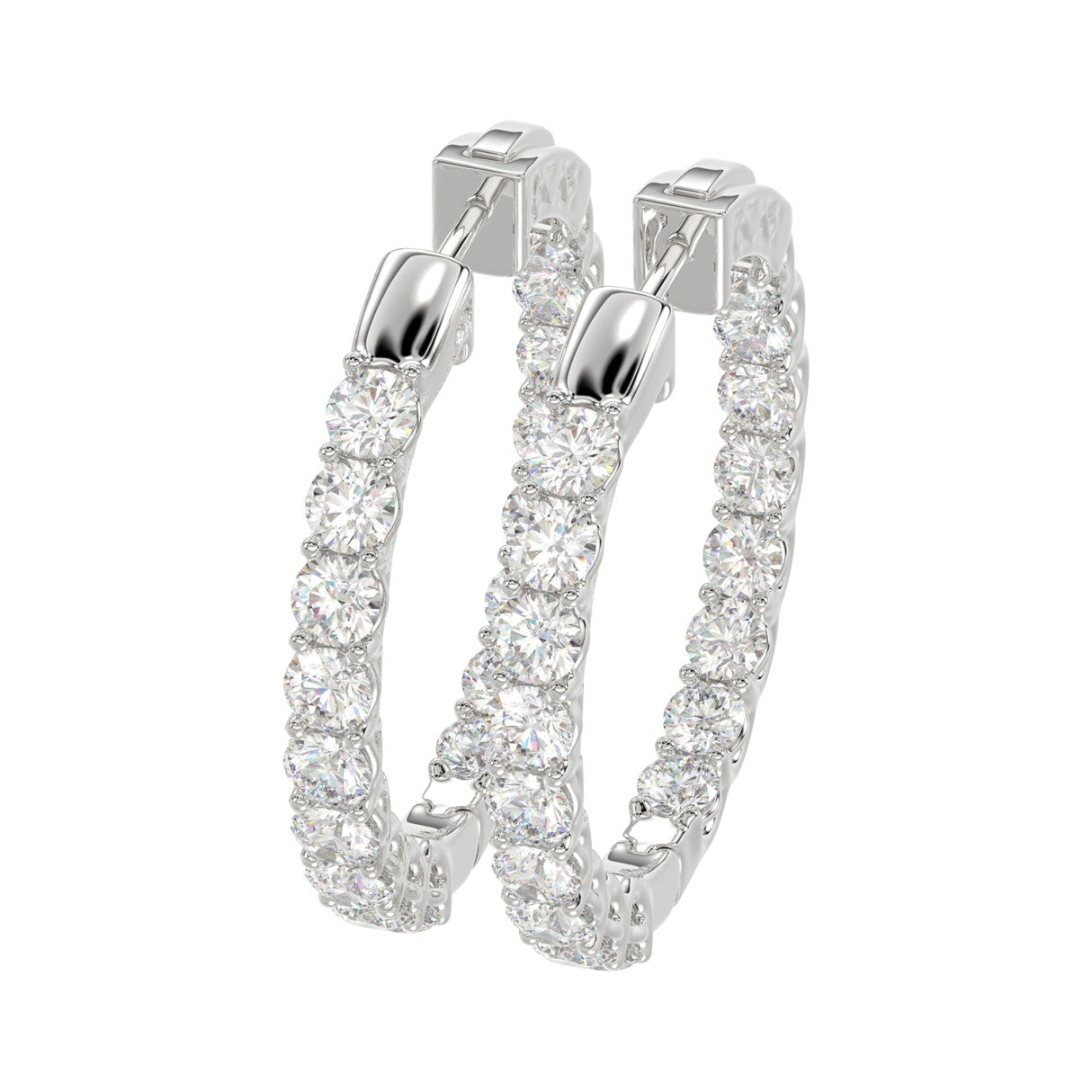 Lab Grown Diamond Inside-Out Round Round Hoop Earrings